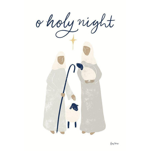 Nativity IV with Navy White Modern Wood Framed Art Print by Thorns, Becky