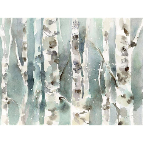 Winter Birches Black Modern Wood Framed Art Print by Pete, Katrina