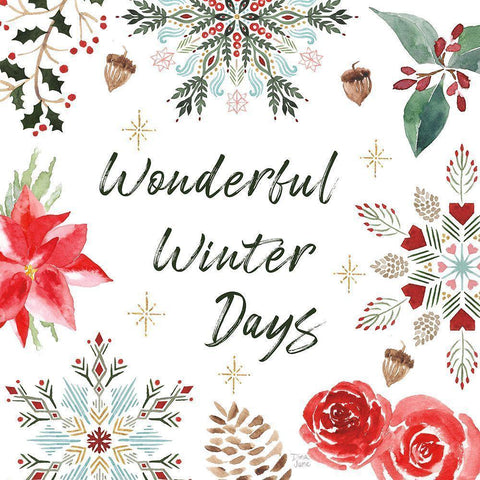 Winter Moment V on White Gold Ornate Wood Framed Art Print with Double Matting by June, Dina