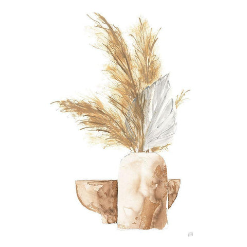 Vase Palm Leaf Black Modern Wood Framed Art Print by Paschke, Chris