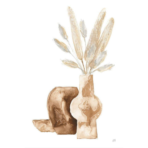 Vase Gray Bunny Tail White Modern Wood Framed Art Print by Paschke, Chris