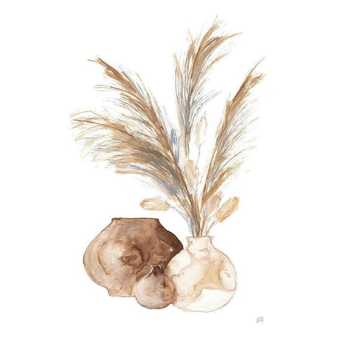 Vase Pampas Black Modern Wood Framed Art Print by Paschke, Chris