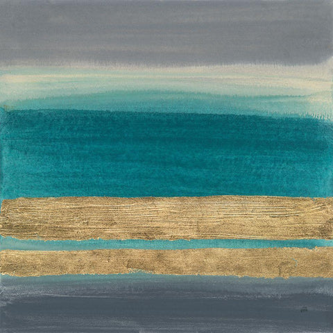 Gold Emerald I White Modern Wood Framed Art Print with Double Matting by Paschke, Chris