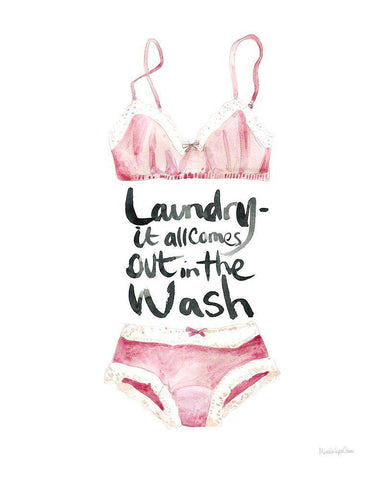Lingerie Laundry I White Modern Wood Framed Art Print with Double Matting by Charro, Mercedes Lopez