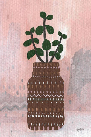 Boho Planter I White Modern Wood Framed Art Print with Double Matting by Mack, Lynn