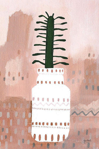 Boho Planter II Black Ornate Wood Framed Art Print with Double Matting by Mack, Lynn