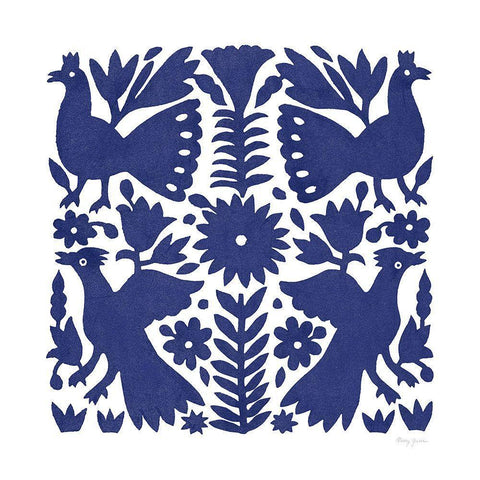 Otomi Elegance IV Blue Black Modern Wood Framed Art Print with Double Matting by Green, Nancy