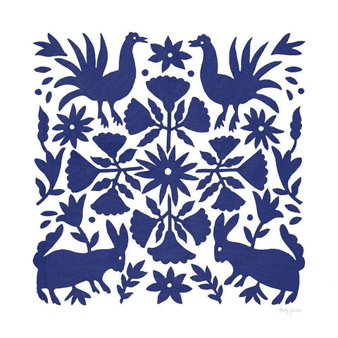 Otomi Elegance V Blue Black Modern Wood Framed Art Print with Double Matting by Green, Nancy