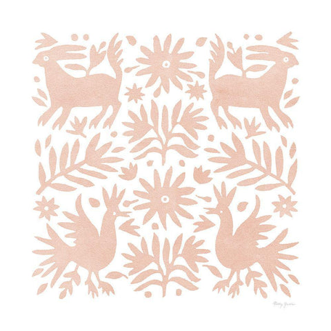 Otomi Elegance I Dusty Coral White Modern Wood Framed Art Print with Double Matting by Green, Nancy