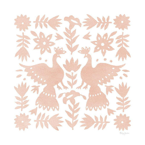 Otomi Elegance II Dusty Coral White Modern Wood Framed Art Print by Green, Nancy