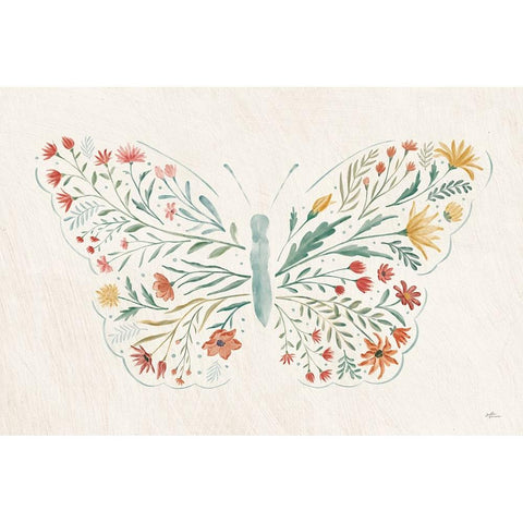 Wildflower Vibes Butterfly Gold Ornate Wood Framed Art Print with Double Matting by Penner, Janelle