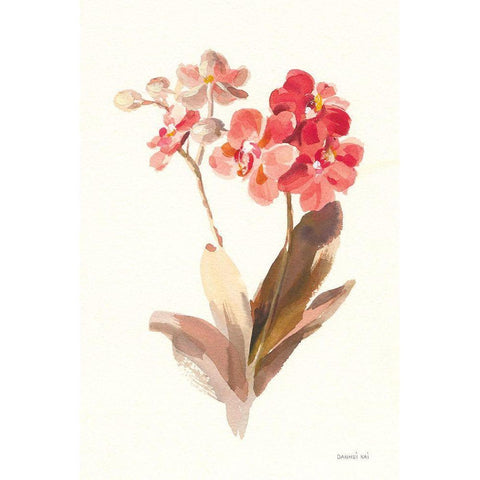 Autumn Orchid II White Modern Wood Framed Art Print by Nai, Danhui