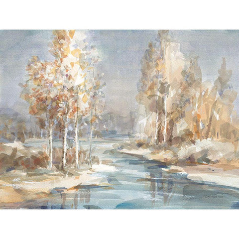 Flowing River White Modern Wood Framed Art Print by Nai, Danhui