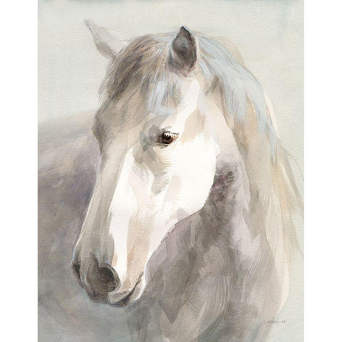 Gentle Horse Crop White Modern Wood Framed Art Print by Nai, Danhui