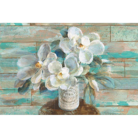 Sophies Magnolia White Modern Wood Framed Art Print by Nai, Danhui