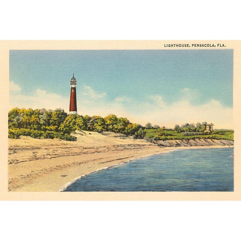 Pensacola Lighthouse Gold Ornate Wood Framed Art Print with Double Matting by Wild Apple Portfolio