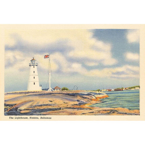 Nassau Lighthouse White Modern Wood Framed Art Print by Wild Apple Portfolio