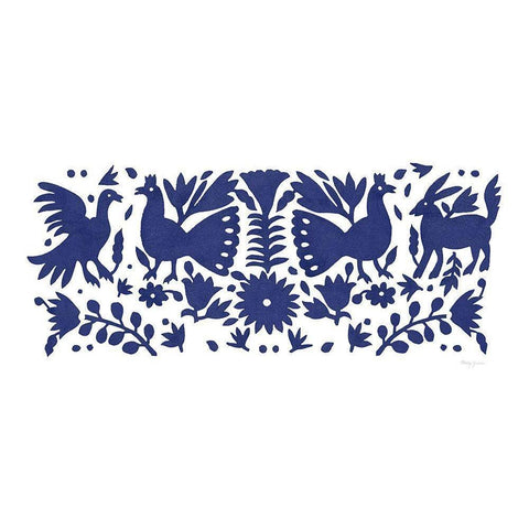 Otomi Elegance VI Blue Gold Ornate Wood Framed Art Print with Double Matting by Green, Nancy