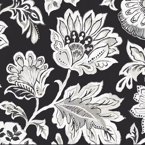 Ceylon Gardens V BW White Modern Wood Framed Art Print by Wild Apple Portfolio