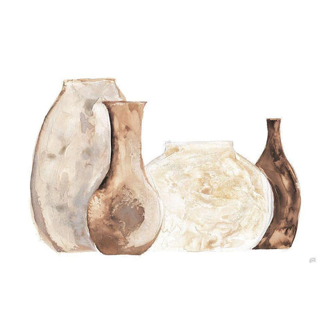 Neutral Vases II White Modern Wood Framed Art Print by Paschke, Chris