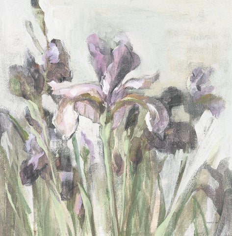 Spring Iris I Purple Black Ornate Wood Framed Art Print with Double Matting by Nai, Danhui