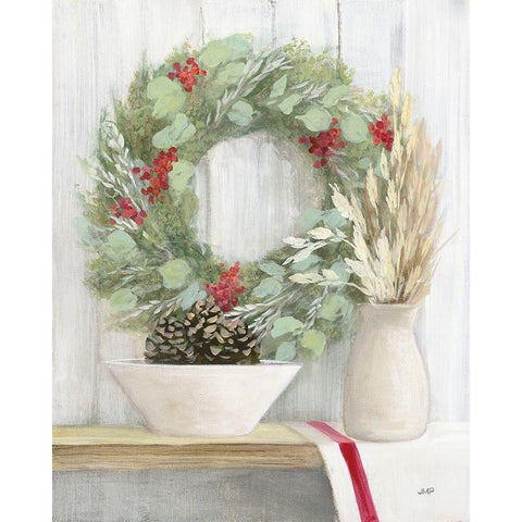 Natural Christmas I Black Modern Wood Framed Art Print with Double Matting by Purinton, Julia