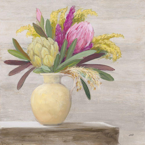 Protea Still Life II White Modern Wood Framed Art Print by Purinton, Julia