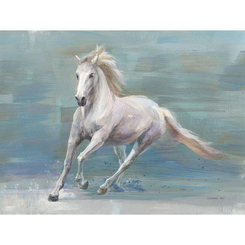 Running Free White Modern Wood Framed Art Print by Nai, Danhui