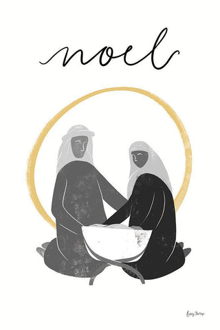 Nativity II BWG White Modern Wood Framed Art Print with Double Matting by Thorns, Becky