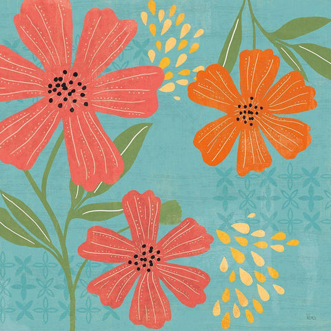 Mod Floral II No Lines White Modern Wood Framed Art Print with Double Matting by Charron, Veronique