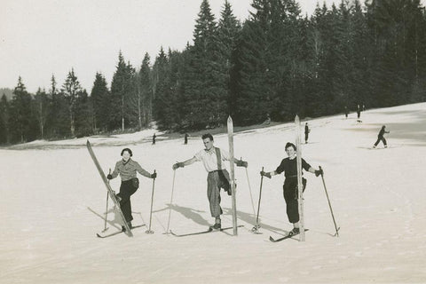 Ski Day Black Ornate Wood Framed Art Print with Double Matting by Wild Apple Portfolio