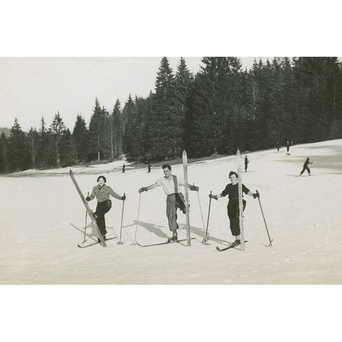 Ski Day Black Modern Wood Framed Art Print with Double Matting by Wild Apple Portfolio