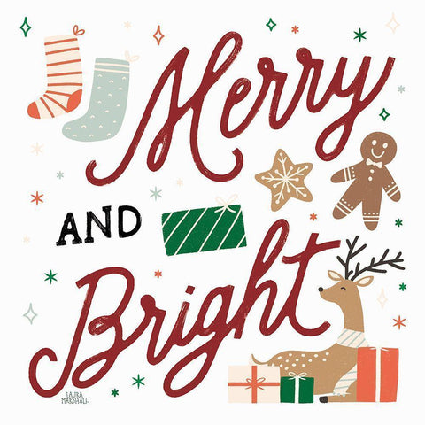 Reindeer Holiday VI RG Gold Ornate Wood Framed Art Print with Double Matting by Marshall, Laura