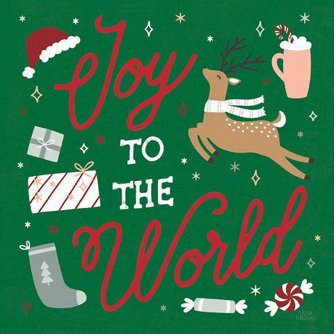 Reindeer Holiday VII RG White Modern Wood Framed Art Print by Marshall, Laura