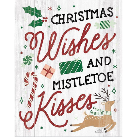 Reindeer Holiday II Shiplap Black Modern Wood Framed Art Print with Double Matting by Marshall, Laura