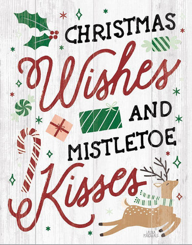 Reindeer Holiday II Shiplap White Modern Wood Framed Art Print with Double Matting by Marshall, Laura