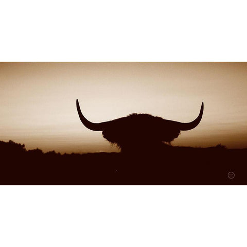 Bull Set Sepia Crop Black Modern Wood Framed Art Print with Double Matting by Larson, Nathan