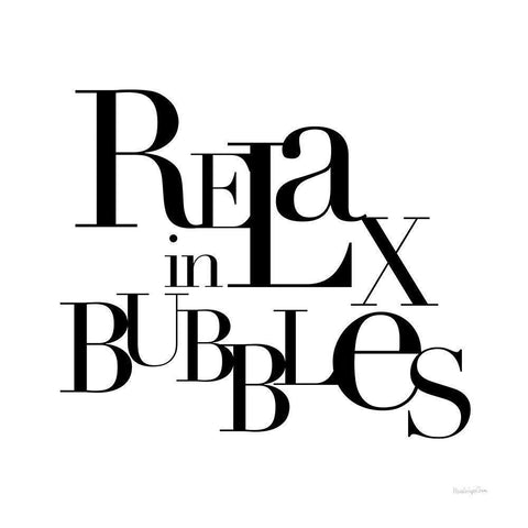 Relax in Bubbles Black Modern Wood Framed Art Print by Charro, Mercedes Lopez