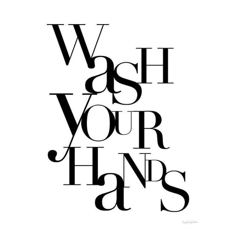 Wash Your Hands Black Modern Wood Framed Art Print by Charro, Mercedes Lopez