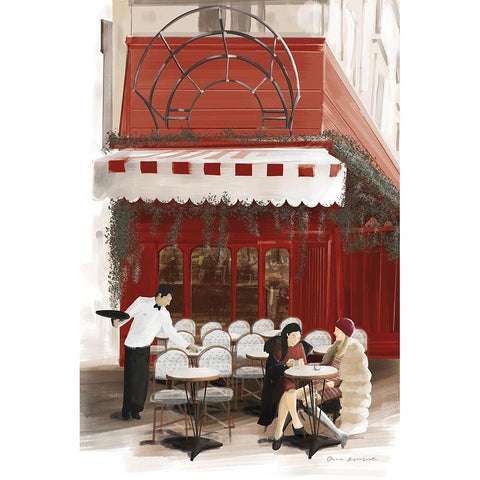 Paris Bistro Red Black Modern Wood Framed Art Print with Double Matting by Escalante, Omar