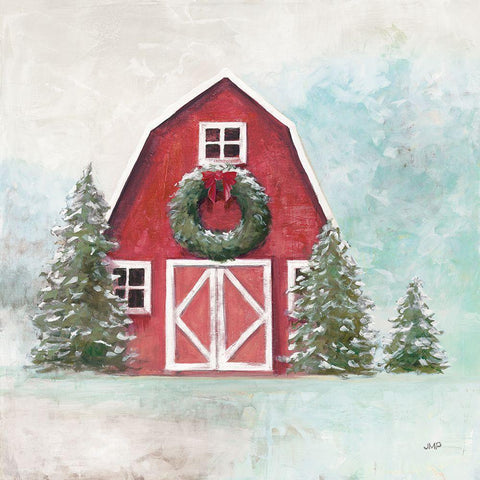 December Barn Blue Sky Black Modern Wood Framed Art Print with Double Matting by Purinton, Julia