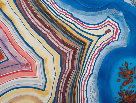 Agate III White Modern Wood Framed Art Print with Double Matting by Gallagher, Megan