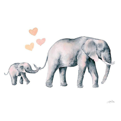 Elephant Love Black Modern Wood Framed Art Print with Double Matting by Pete, Katrina