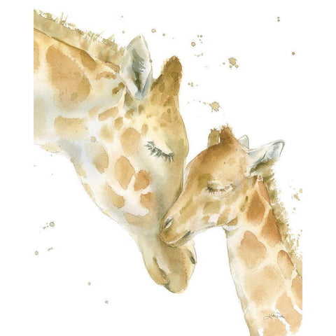 Giraffe Love White Modern Wood Framed Art Print by Pete, Katrina