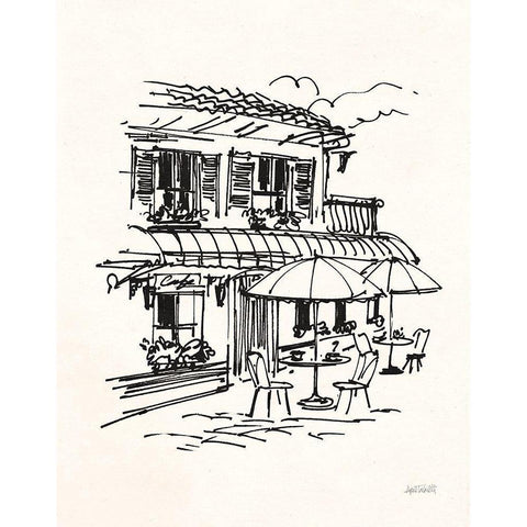 Cafe Sketch I Cream Gold Ornate Wood Framed Art Print with Double Matting by Tavoletti, Anne