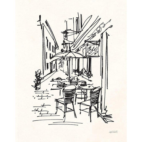 Cafe Sketch II Cream Gold Ornate Wood Framed Art Print with Double Matting by Tavoletti, Anne