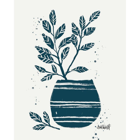 Monochrome Blue Botanical Sketches VII White Modern Wood Framed Art Print by Tavoletti, Anne