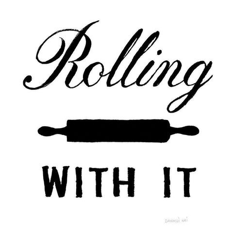 Rolling With It Black Modern Wood Framed Art Print with Double Matting by Nai, Danhui