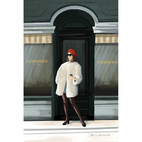 Girl in Paris White Modern Wood Framed Art Print by Escalante, Omar