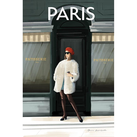 Girl in Paris II Black Modern Wood Framed Art Print by Escalante, Omar